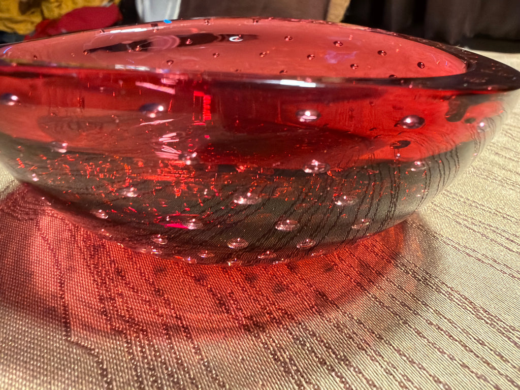 Whitefriars Ruby Bubble Bowl