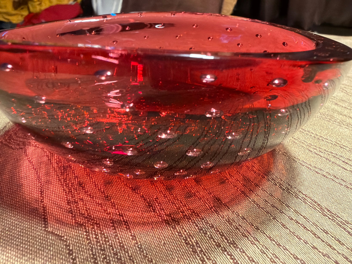 Whitefriars Ruby Bubble Bowl